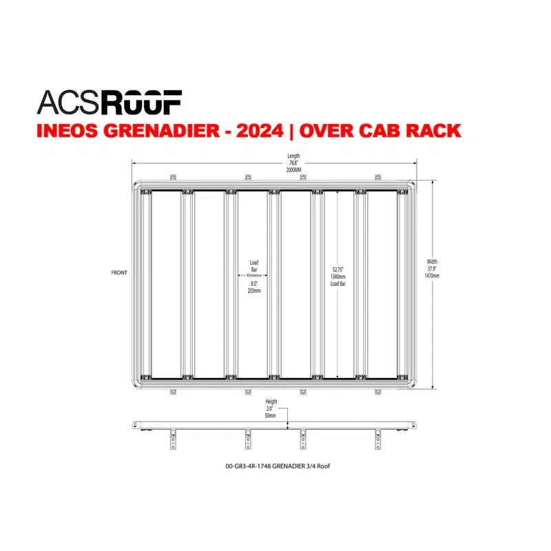 leitner-acs-roof-3-4-platform-rack-for-ineos-grenadier-2024-dimensions-on-white-background