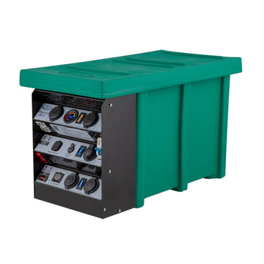 national-luna-dc-25-power-pack-green-front-side-view-on-white-background