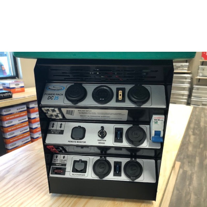 national-luna-dc-25-power-pack-green-front-view-on-table
