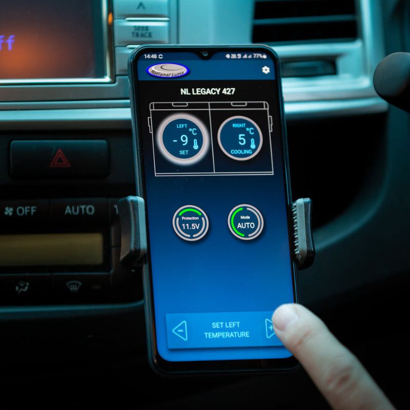 national-luna-legacy-smart-qc-fridge-and-freezer-front-view-with-nl-app-inside-vehicle