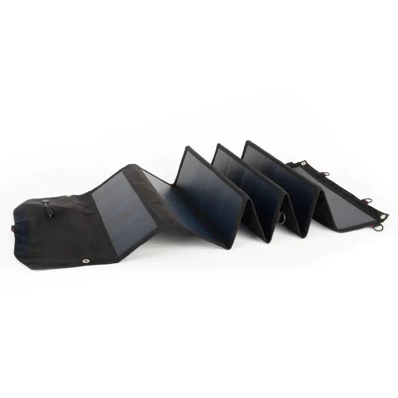 overland-solar-bugout-130-v3-portable-solar-charger-black-open-front-corner-view-on-whote-background