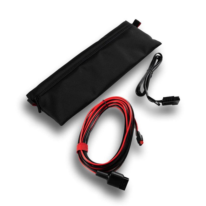 overland-solar-bugout-130-v3-portable-solar-charger-brown-close-up-view-with-accessories-on-white-background