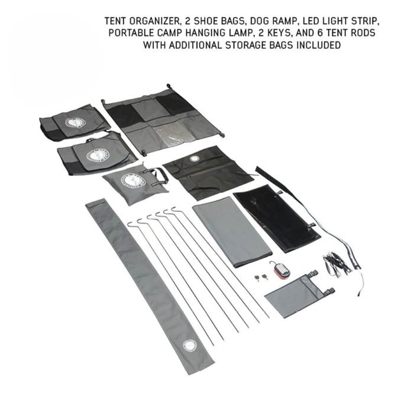 overland-vehicle-systems-bundu-hard-shell-cantilever-roof-top-tent-accessories-top-view-on-white-background