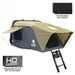 overland-vehicle-systems-bundu-hard-shell-cantilever-roof-top-tent-open-front-corner-view-with-fabric-description-on-white-background