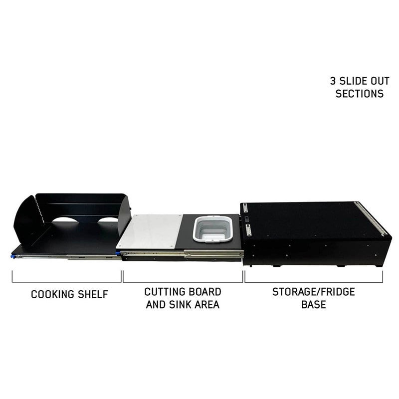 overland-vehicle-systems-camp-cargo-box-kitchen-with-slide-out-sink-front-view-3-slide-out-sections