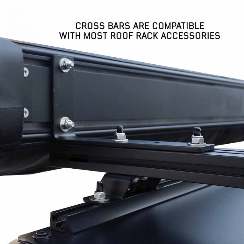 overland-vehicle-systems-expedition-truck-cap-crossbars-rear-view-on-truck-cap-on-white-background-with-accessories-description