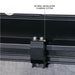 overland-vehicle-systems-expedition-truck-cap-for-jeep-gladiator-black-close-up-view-clamping-system-on-white-background