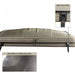 overland-vehicle-systems-hd-bundu-hard-shell-pop-up-roof-top-tent-gray-body-green-rainfly-closed-rear-view-with-description-on-white-background