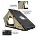 overland-vehicle-systems-ld-tmon-clamshell-aluminum-hard-shell-roof-top-tent-tan-rear-corner-view-with-marine-grade-hardware-on-white-background