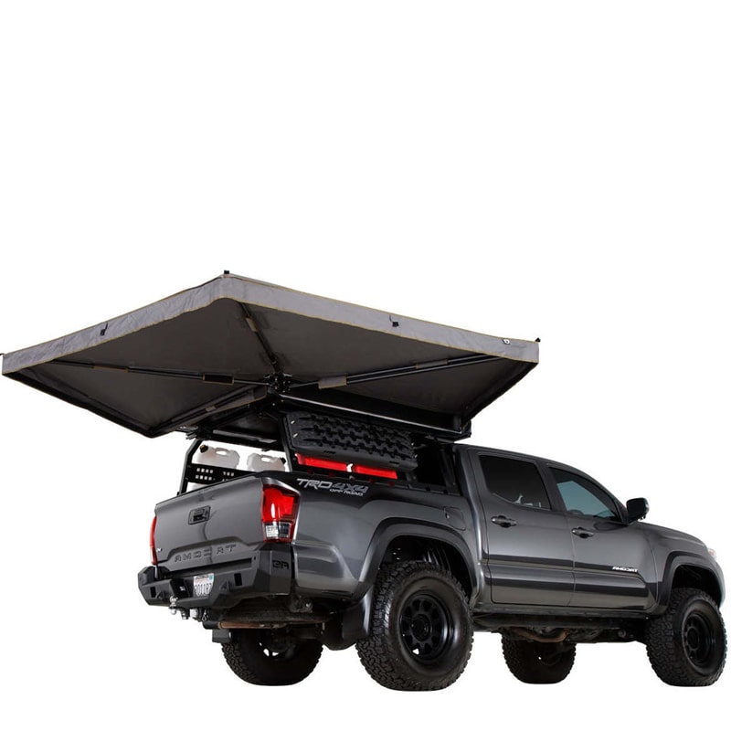 overland-vehicle-systems-nomadic-270lte-awning-passenger-side-toyota-tacoma-corner-view