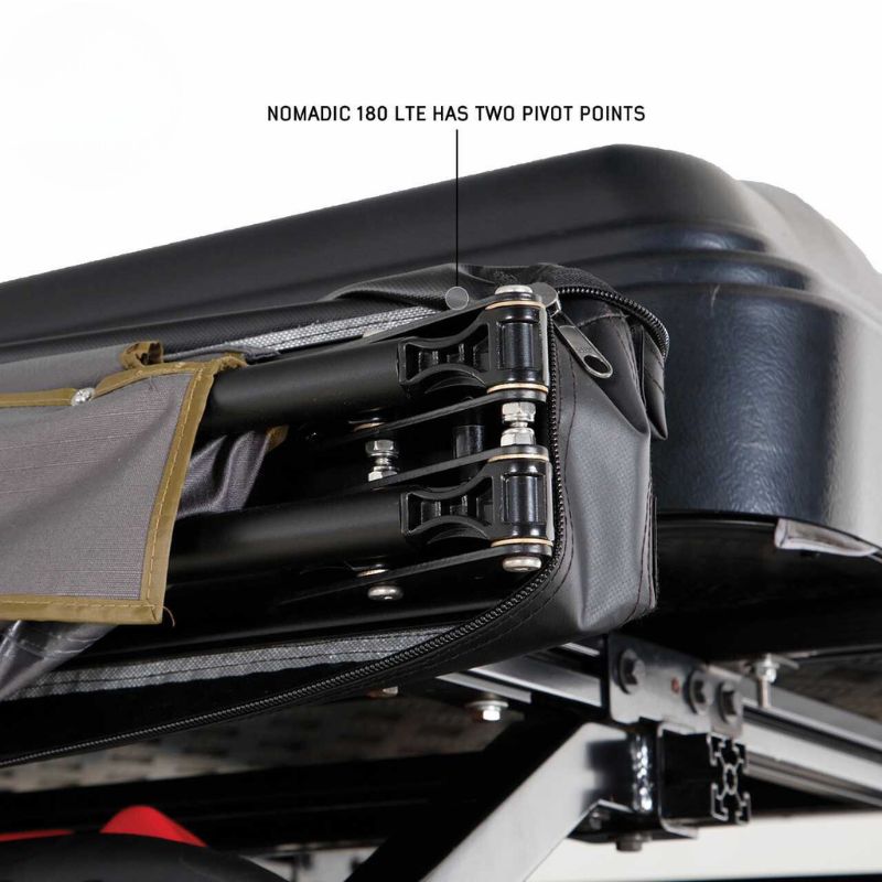 overland-vehicle-systems-nomadic-awning-180-lte-gray-closed-close-up-view-with-pivot-points-on-white-background