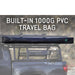 overland-vehicle-systems-nomadic-awning-180-lte-gray-closed-side-view-on-vehicle-with-pvc-travel-bag-in-nature