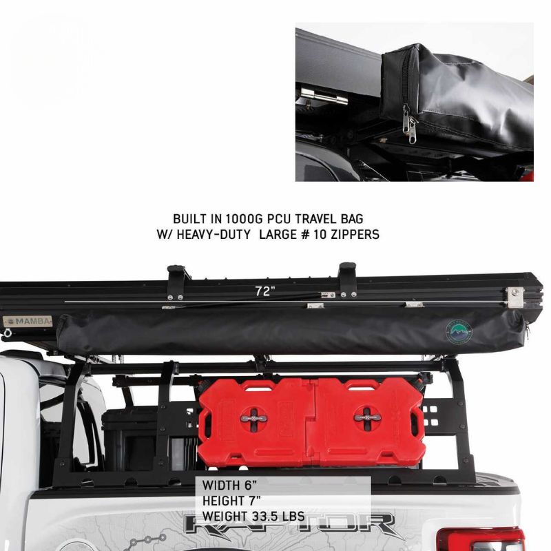 overland-vehicle-systems-nomadic-awning-180-lte-gray-closed-side-view-with-pvc-bag-on-white-background