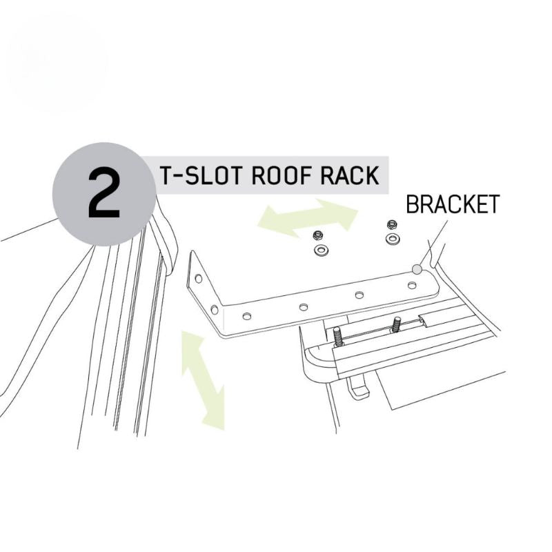 overland-vehicle-systems-nomadic-awning-180-lte-instructional-material-2-t-slot-roof-rack-on-white-background