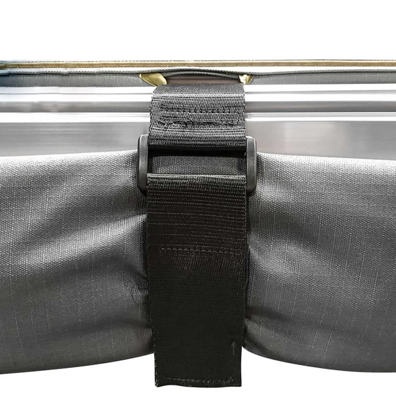 overland-vehicle-systems-nomadic-awning-180-with-zip-in-wall-dark-gray-open-close-up-view-of-heavy-duty-velcro-strap