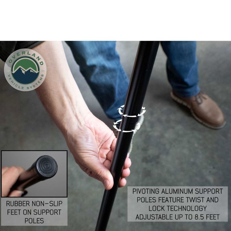 overland-vehicle-systems-nomadic-awning-270-close-up-view-aluminum-poles-with-twist-lock-description