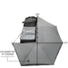 overland-vehicle-systems-nomadic-awning-270-for-mid-high-roofline-vans-passenger-side-open-drone-view-on-toyota-tacoma-with-dimensions-on-white-background