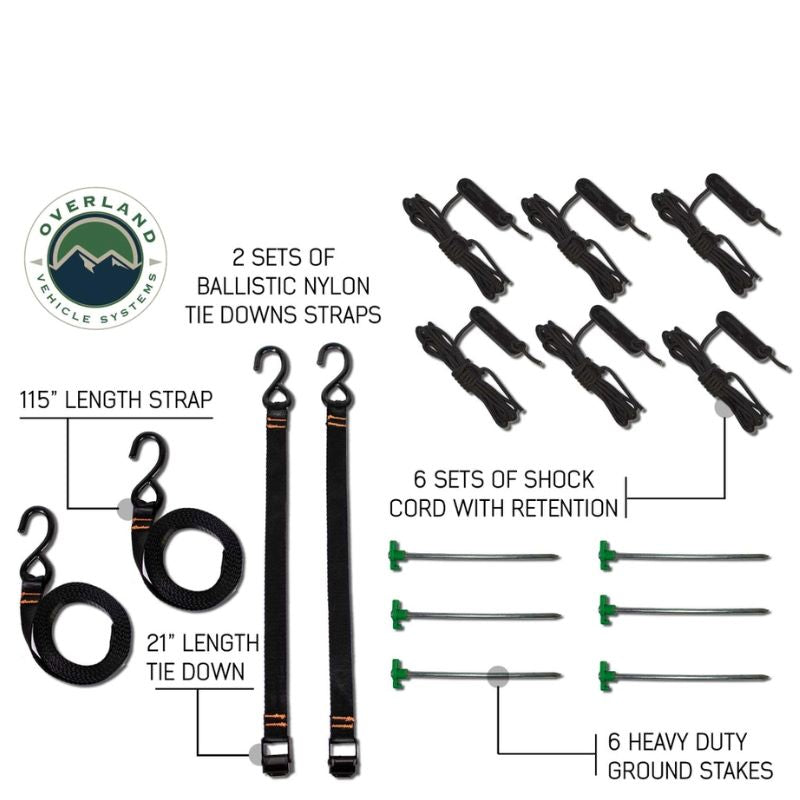 overland-vehicle-systems-nomadic-awning-270-tie-down-straps-stakes-and-shock-cord-description