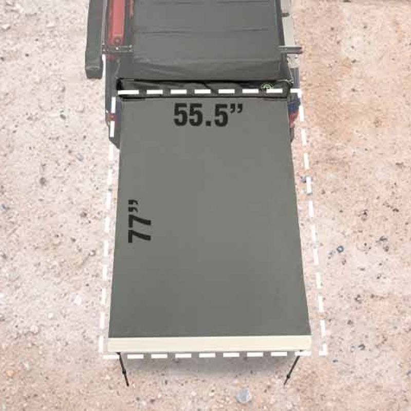 overland-vehicle-systems-nomadic-awning-4.5-ft-gray-open-drone-view-with-dimensions-in-nature