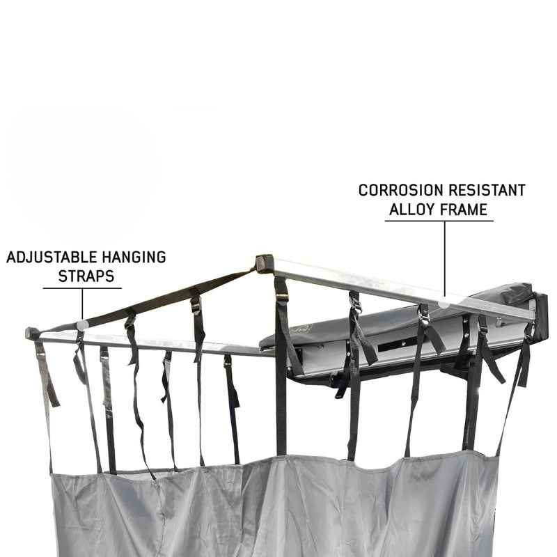 overland-vehicle-systems-nomadic-car-side-shower-room-open-close-up-view-alloy-frame-on-white-background