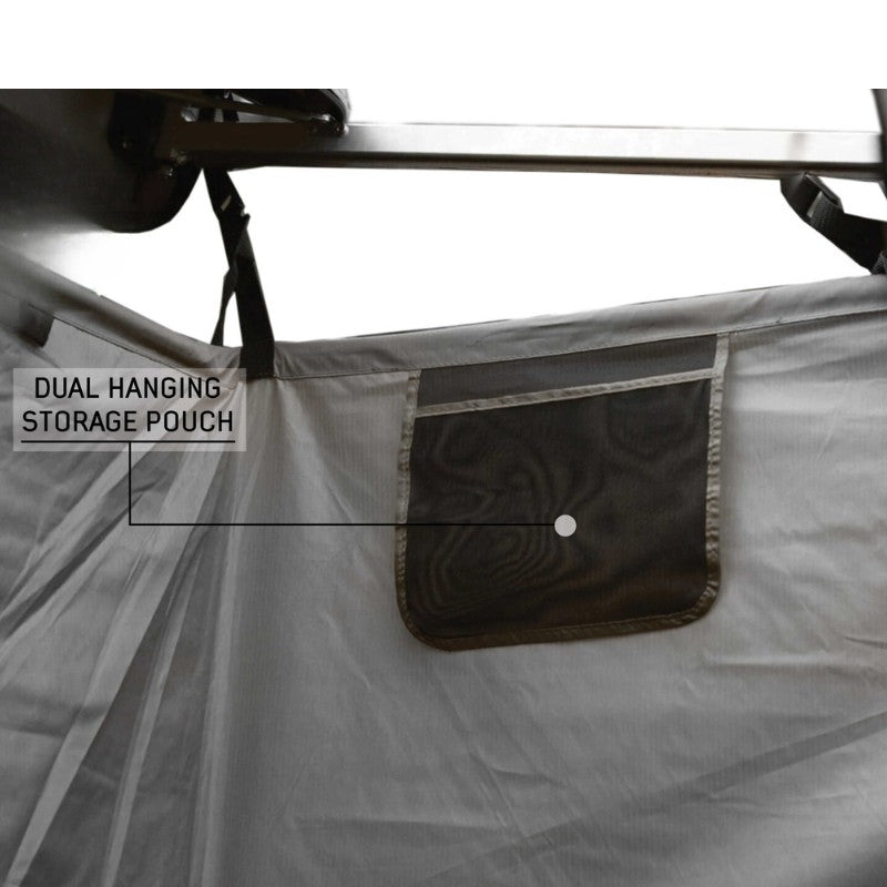 overland-vehicle-systems-nomadic-car-side-shower-room-open-close-up-view-with-storage-storage-pouch