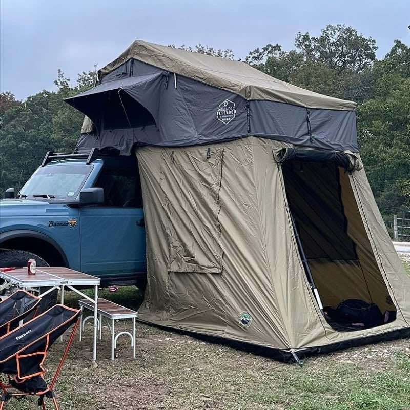 overland-vehicle-systems-nomadic-extended-soft-shell-roof-top-tent-with-annex-room-fitted-front-corner-view-on-ford-bronco