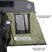 overland-vehicle-systems-nomadic-roof-top-tent-annex-green-base-black-floor-open-front-corner-view-window-body-floor-description-on-white-background