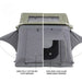 overland-vehicle-systems-nomadic-standard-soft-shell-roof-top-tent-gray-open-front-view-fabric-description
