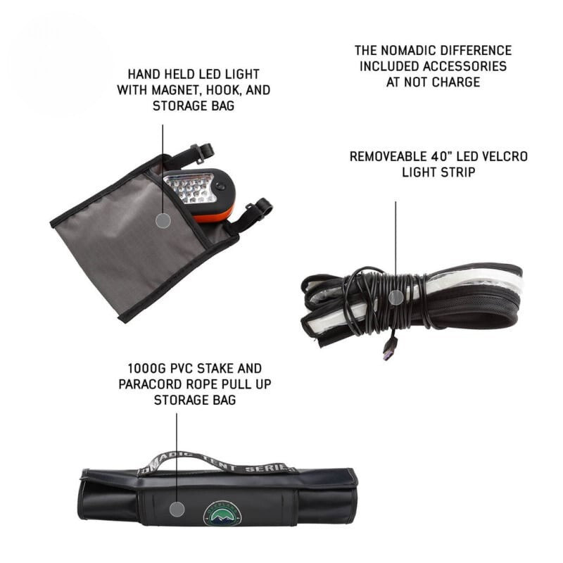 overland-vehicle-systems-nomadic-standard-soft-shell-roof-top-tent-led-light-strip-and-storage-bag-description