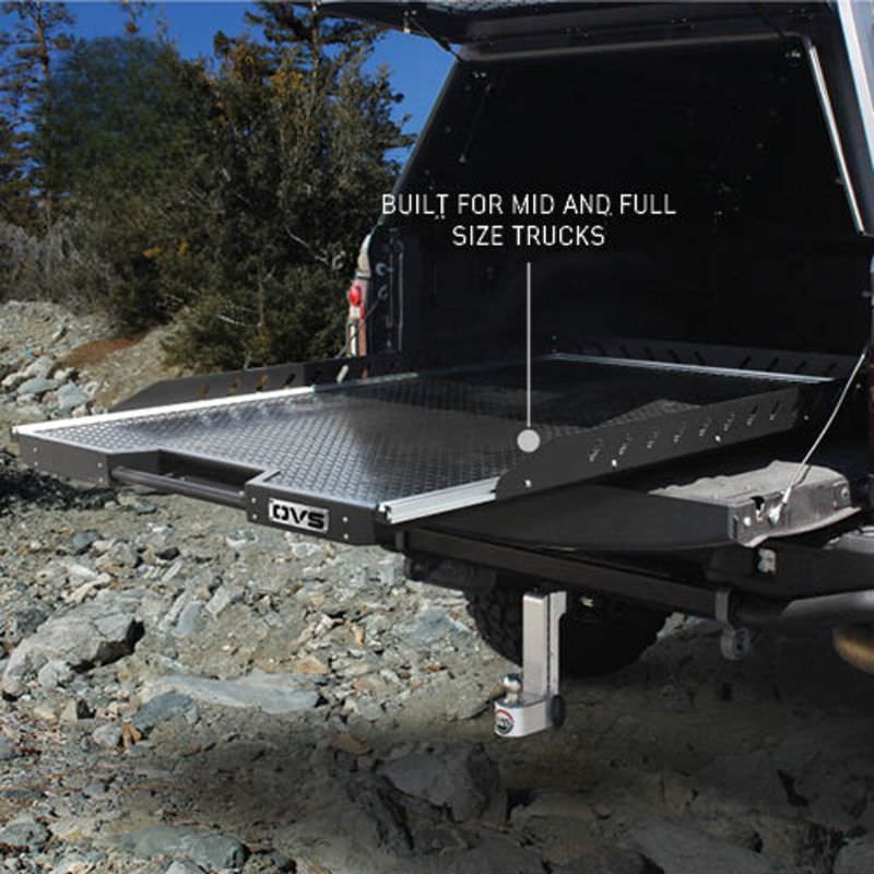 OVS Bed Extension for pick up trucks front corner view in nature