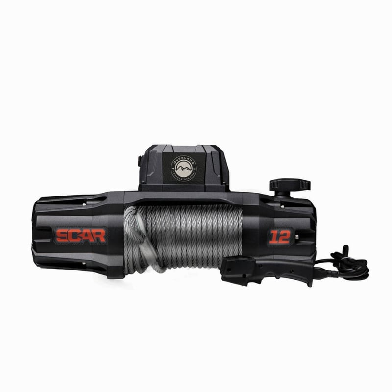 overland-vehicle-systems-scar-12-winch-with-steel-cable-close-up-view-on-white-background