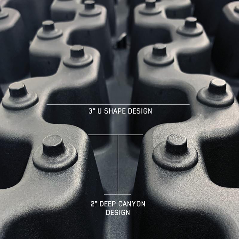 overland-vehicle-systems-ultimate-recovery-package-close-up-view-black-recovery-ramp-u-shape-and-deep-canyon-design-description