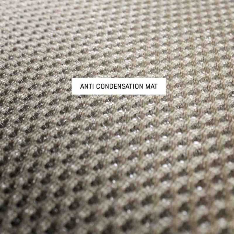 overland-vehicle-systems-xd-everest-cantilever-aluminum-roof-top-tent-gray-body-black-rainfly-open-close-up-view-with-anti-condensation-mat