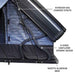 overland-vehicle-systems-xd-everest-cantilever-aluminum-roof-top-tent-gray-body-black-rainfly-open-close-up-view-with-gas-struts-on-white-background