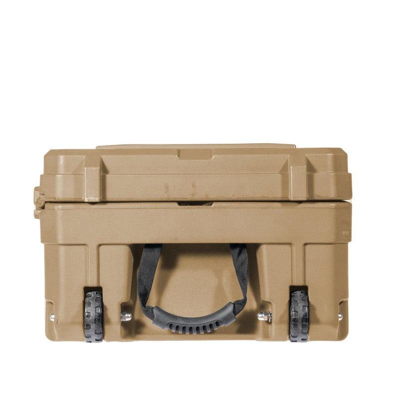 roam-128l-rolling-rugged-case-desert-tan-side-view-with-wheel-on-white-background