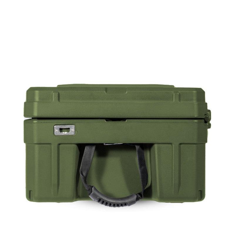 roam-128l-rolling-rugged-case-od-green-side-view-with-handle-on-white-background