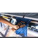 roam-vagabond-xl-rooftop-tent-slate-gray-navy-blue-open-close-up-view-with-boot-bag