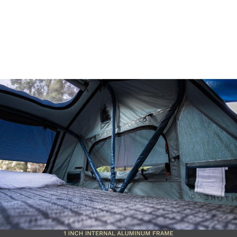roam-vagabond-xl-rooftop-tent-slate-gray-navy-blue-open-interior-view-with-aluminum-frame