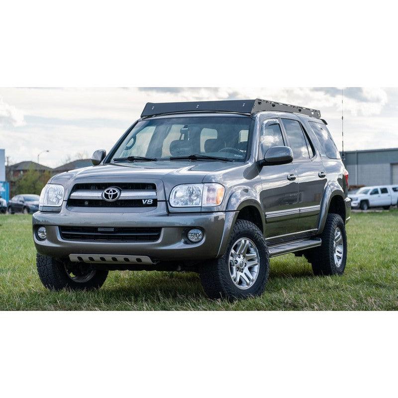 sherpa-belford-2001-2007-sequoia-roof-rack-front-corner-view-on-vehicle-in-nature