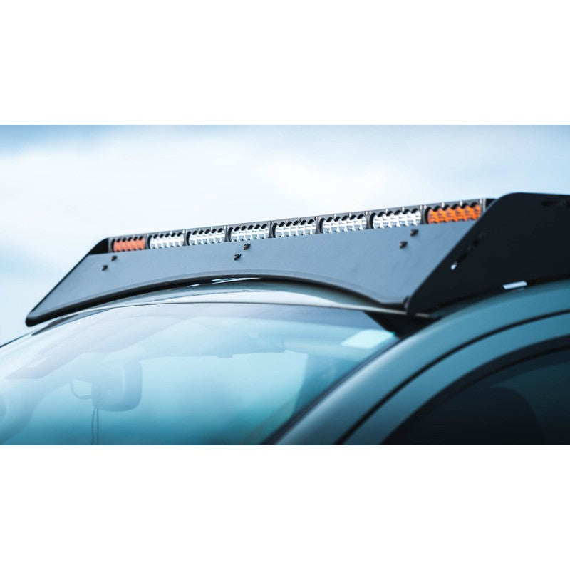 sherpa-big-bear-roof-rack-for-2007-2021-tundra-crewmax-side-view-with-lights-and-fairing-in-nature