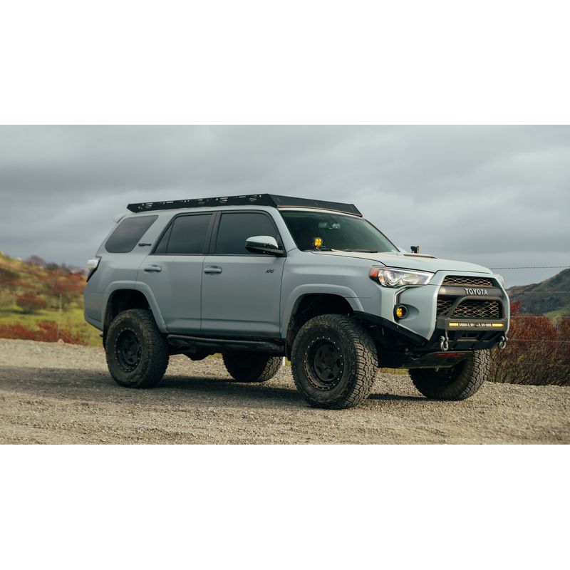 sherpa-crestone-2010-2024-4-runner-roof-rack-front-corner-view-on-toyota-4runner-in-nature