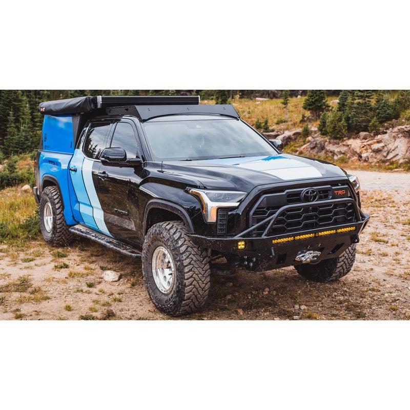 sherpa-cub-roof-rack-for-2022-2023-tundra-camper-front-corner-view-in-nature