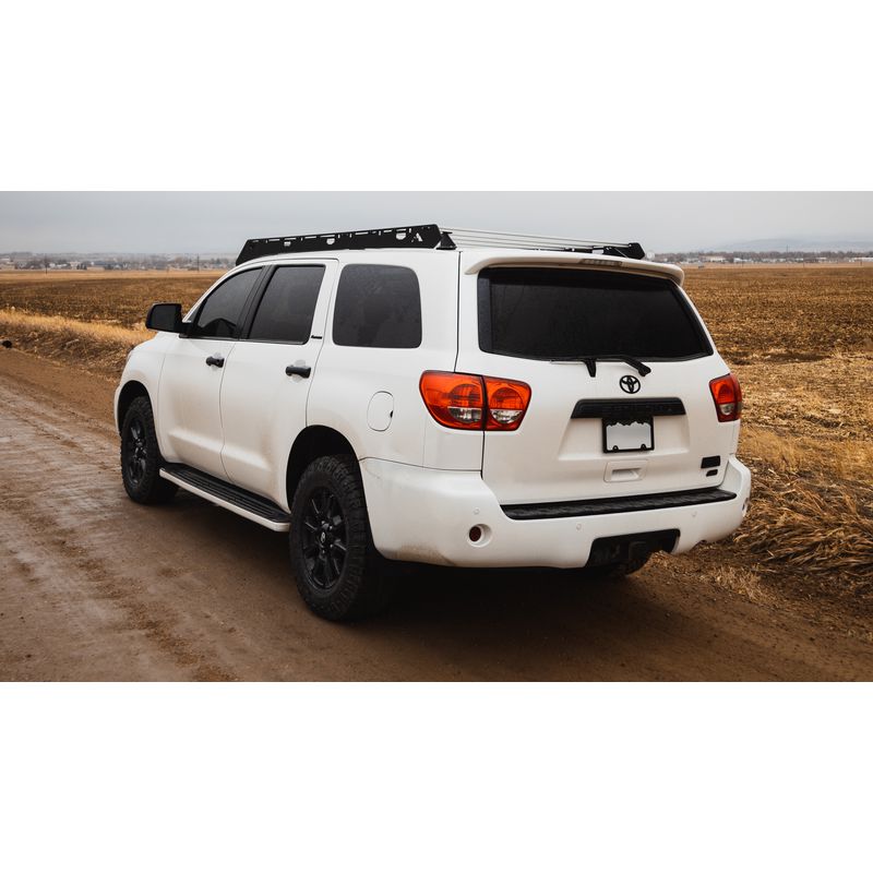 sherpa-harvard-roof-rack-for-2008-2022-toyota-sequoia-rear-corner-view-in-nature