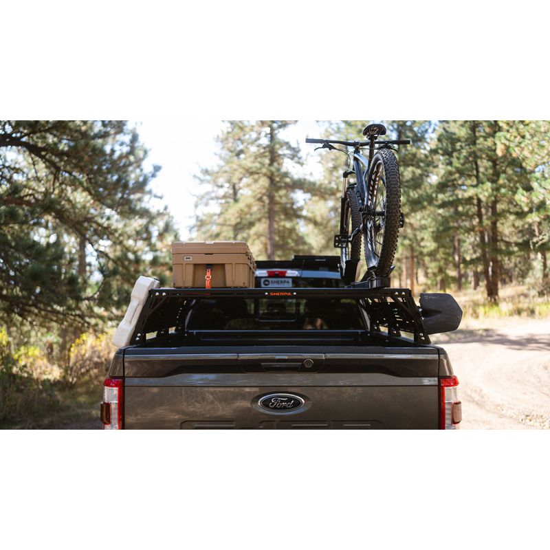 sherpa-mid-height-pak-system-bed-rack-rear-view-on-ford-f-150-in-nature