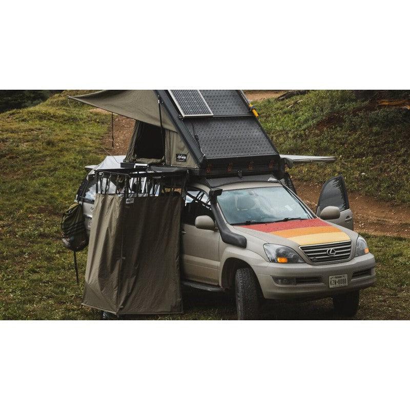 sherpa-quandary-2003-2009-lexus-gx470-roof-rack-front-corner-view-with-tent-in-nature