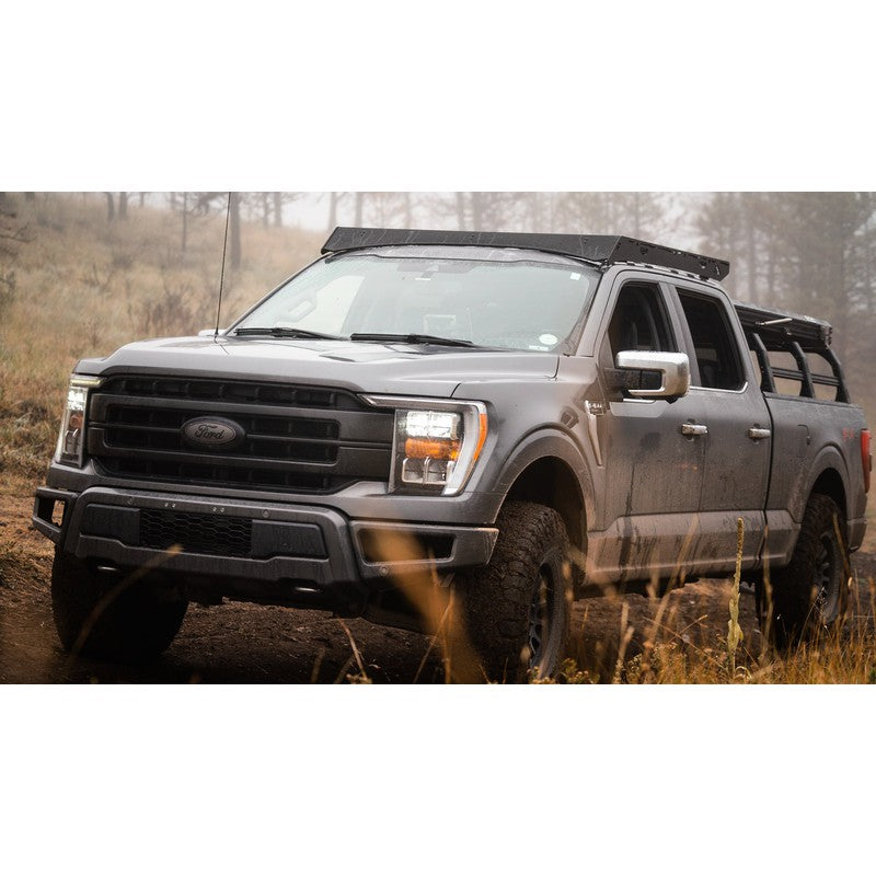 sherpa-storm-roof-rack-for-2021-2023-ford-f150-raptor-front-corner-view-in-nature