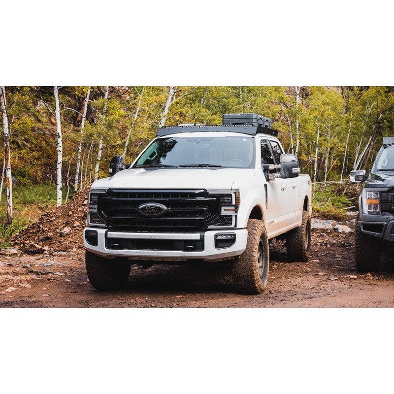 sherpa-thunder-roof-rack-for-2017-2024-ford-f250-f350-front-view-in-nature