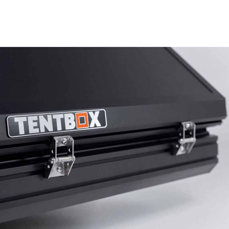 tentbox-cargo-hard-shell-roof-top-tent-black-open-close-up-view-with-aluminium-panels-on-white-background