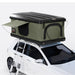 tentbox-classic-2-hard-shell-roof-top-tent-forest-green-open-on-vehicle-with-ladder-on-white-background