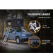 tentbox-classic-2-hard-shell-roof-top-tent-midnight-gray-open-front-corner-view-on-top-of-dacia-duster-with-telescopic-ladder